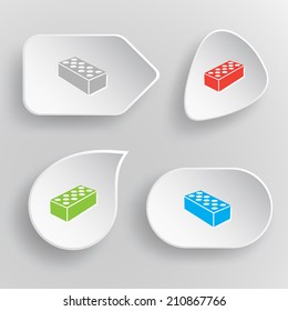 Hollow brick. White flat vector buttons on gray background.