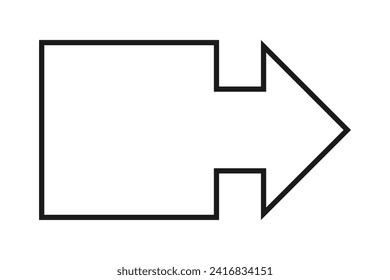 Flecha de punto cuadrado de punto de viñeta hueca. Un símbolo de dirección del marcador de contorno negro. Aislado sobre un fondo blanco.