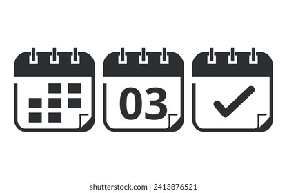 Hollow calendar flat icons isolated on transparent background. Calendar vector illustration with specific day, day 03 for websites, blogs and graphic resources.