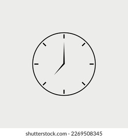 Hollow clock vector flat icon isolated on gray background.