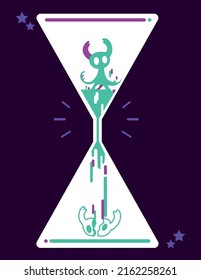 Hollow Container Hourglass Art Purple and Green Vector 