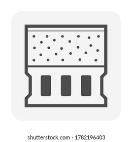 Hollow core slab and topping floor vector icon. Bottom is prefabricated element, member or part of concrete structure for building casting and reinforced by steel, composite material for construction.