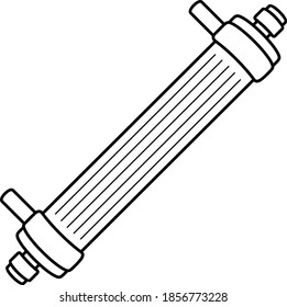 Hollow fiber dialyzer. Vector outline illustration.