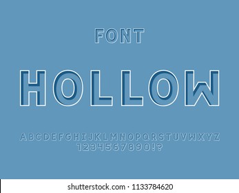 Hollow font. Vector alphabet letters and numbers. Typeface design. 