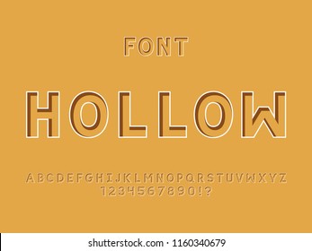 Hollow font. Vector alphabet letters and numbers. Typeface design. 