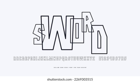 Hollow geometric sans serif font. Letters and numbers for logo and emblem design