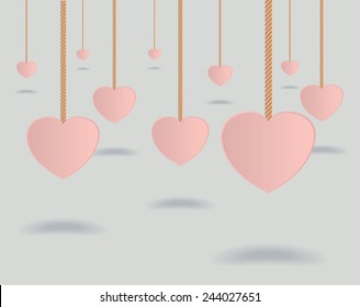 Hollow hearts hanging from ropes for Valentines day
