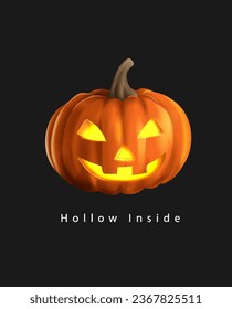 hollow inside slogan with holloween pumpkin vector illustration on black background