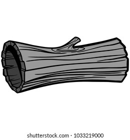 Hollow Log Illustration - A vector cartoon illustration of a Hollow Log from a forest.