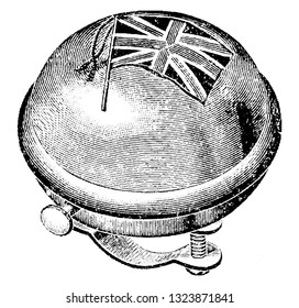 It is a hollow metal object, typically in the shape of a deep inverted cup widening at the lip, it produces sound when struck. It is attached near the handle bar. Bicycle Accessories 1900.
