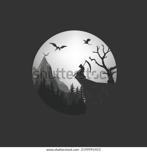 Hollow Night Illustration Artwork Design Stock Vector Royalty Free   Hollow Night Illustration Artwork Design 600w 2199991453 