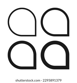 Hollow one-corner circle stroke icons. A group of 4 circular line shapes with a single squared corner. Isolated on a white background.