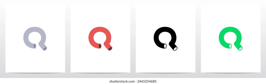 Hohle Pfeifenbuchstabe Initial Logo Design Q