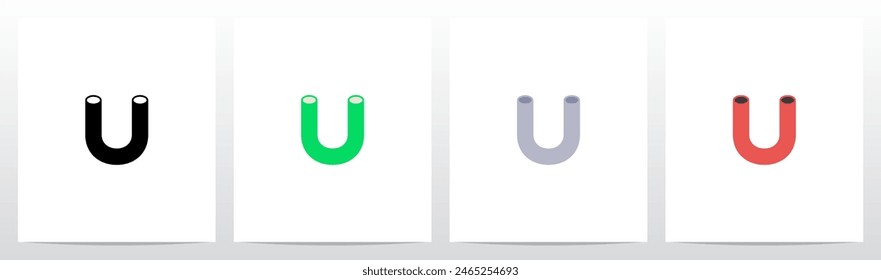 Hollow Pipe Letter Initial Logo Design U