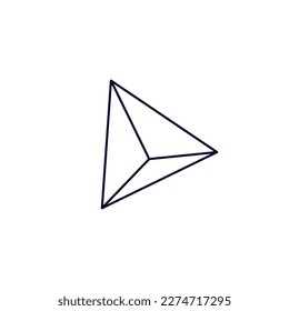 Hollow pyramid structure with a triangular base for the study of geometry, mathematics.