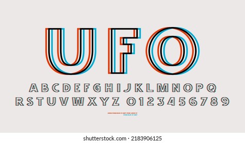 Hollow sans serif font with ripples distortion effect. Letters and numbers for logo and emblem design. Vector illustration