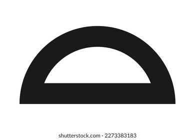 Hollow semicircle thick stroke shape icon. A half-circle outline symbol. Isolated on a white background.