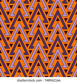 Hollow and solid triangles background. Repeated figures wallpaper. Ethnic ornamental motif. Seamless pattern with geometric ornament in african style. Vector art