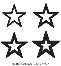 Hollow Star Stroke Shape Icon Set.7891