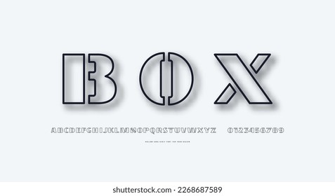 Hollow stencil-plate sans serif font in military style. Letters and numbers for logo and label design
