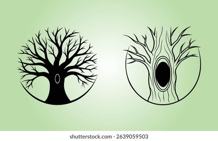 A hollow in a tree silhouette art