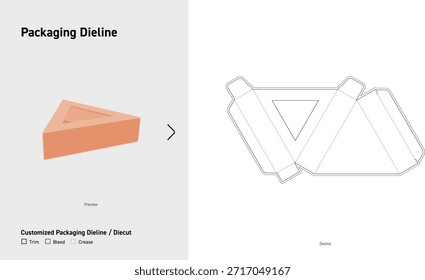 Hollow Triangle Packaging Box Dieline Creative Window Cutout Box Template