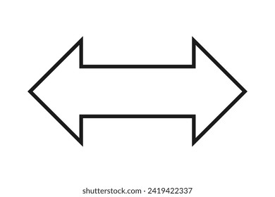 Hollow two-sided, double arrow icon. A two-way outline direction symbol. Isolated on a white background.