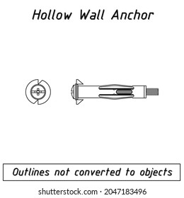 hollow wall anchor fastener outline blueprint