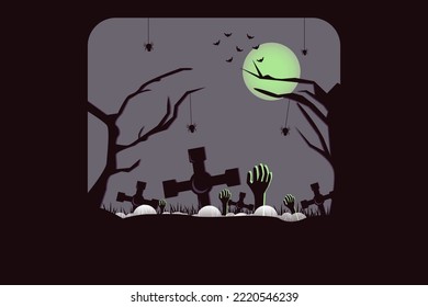 holloween graveyard on the night 