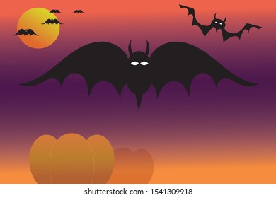 Holloween Pumpkin & Bates abstract, vector illustration.