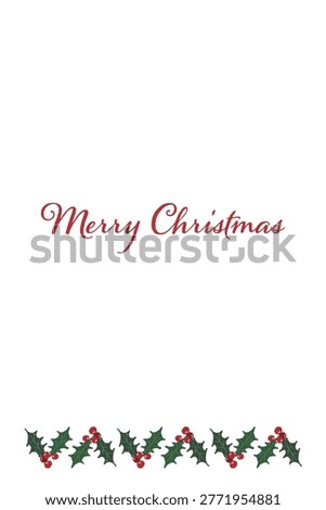 Holly alternate bottom border portrait Christmas card template transparent