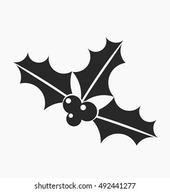 Holly berries black icon. Vector illustration