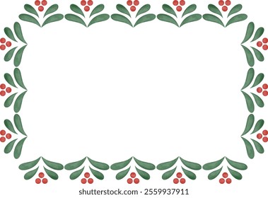 holly berries christmas borders photo frame hand drawn illustration png transparent cutout clipart digital planner sticker