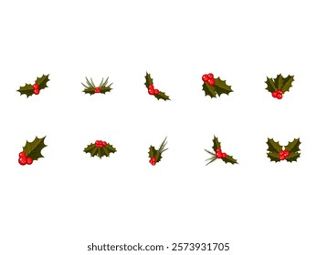 Holly Berries Christmas Element Set