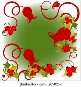 Holly berries christmas frame  green (see others)