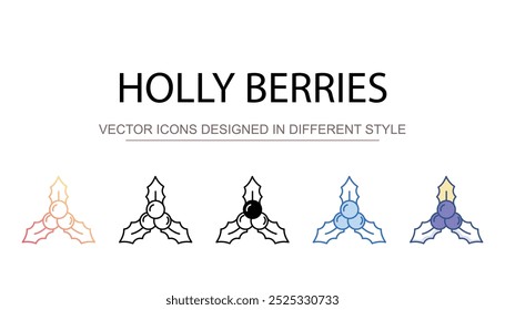 Holly Beeren Symboldesign mit weißem Hintergrund Stockgrafik