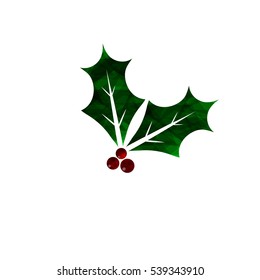 Holly berry abstract logo, Christmas mistletoe, design template, vector illustration