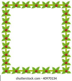 Holly berry beautiful vector frame.