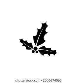 Holly berry black and white flat vector icon design. Holly berry clip art and symbol