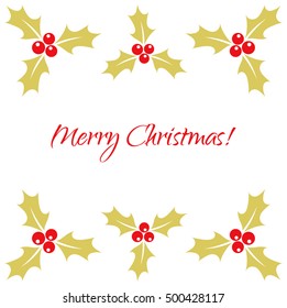Holly berry border. Vector illustration