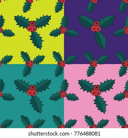 Holly berry . Christmas background vector illustration