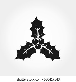 Holly berry Christmas black icon illustration