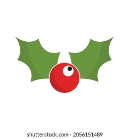 Holly berry christmas icon design isolated on white background