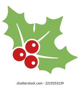 Holly berry Christmas icon on white background. Flat style vector illustration.