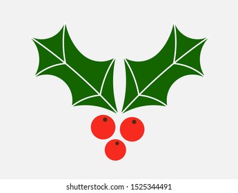 Holly berry Christmas icon. Vector illustration.