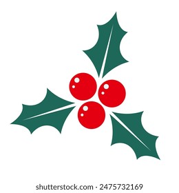 Holly berry Christmas icon. Vector illustration