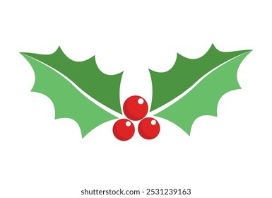 holly berry Christmas icon vector logo decorations isolated white background