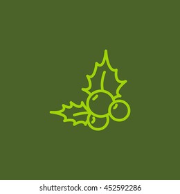  Holly berry Christmas icon Vector.