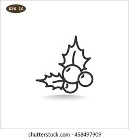  Holly berry Christmas icon Vector.