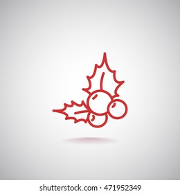  Holly berry Christmas icon Vector.